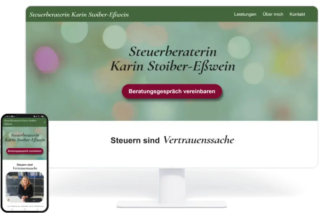Responsive Webdesign Präsentation für ein beratungsorientiertes Dienstleistungsunternehmen. Modernes Screendesign mit emotionaler Farbwelt und klarer Nutzerführung.