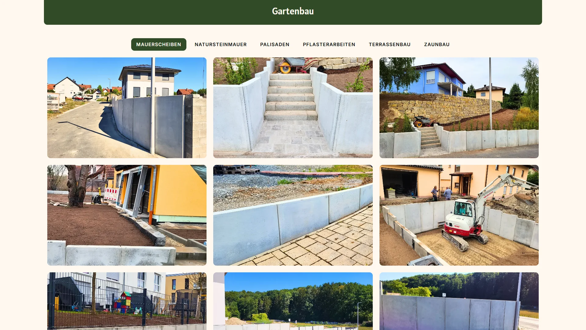 Grid-Galerie mit Projektbildern in moderner responsiver Darstellung