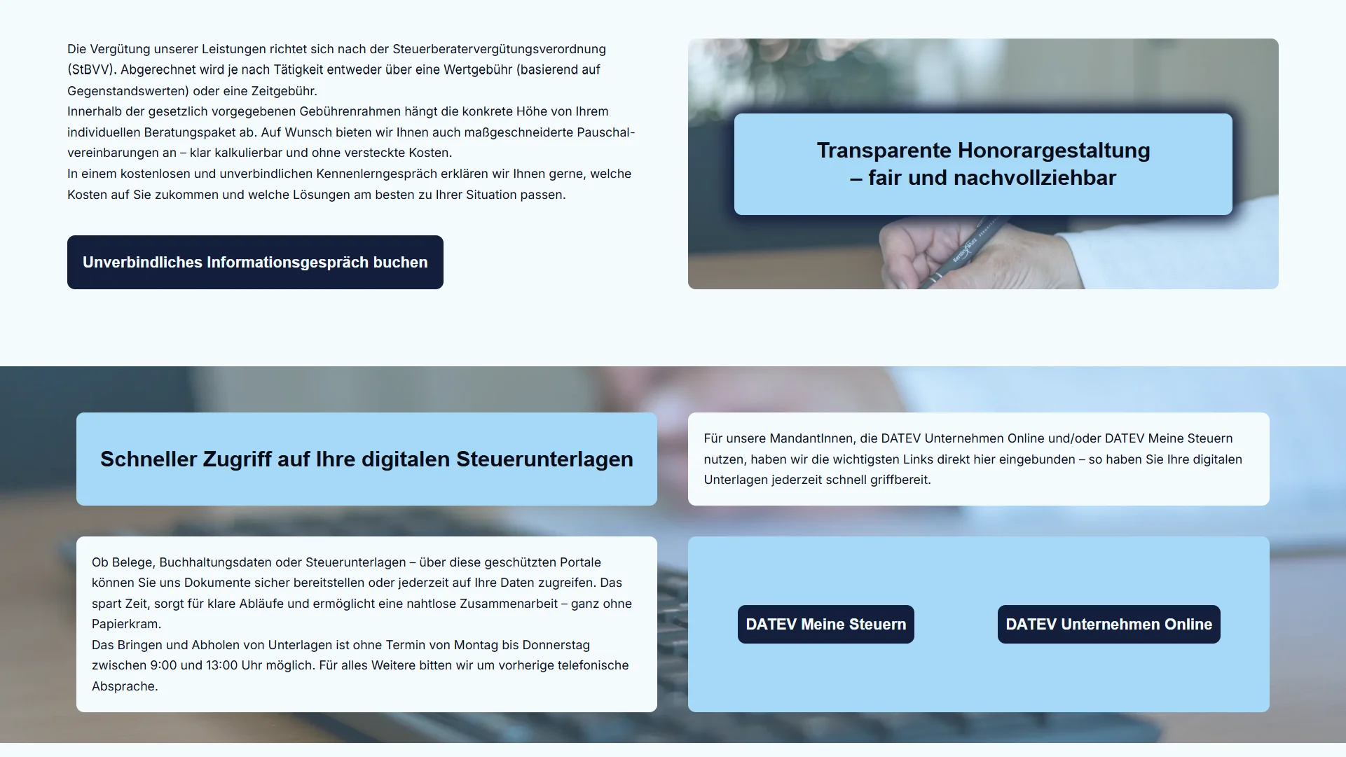 Darstellung transparenter Preisgestaltung und digitaler Steuerunterlagen im kundenfreundlichen Webdesign