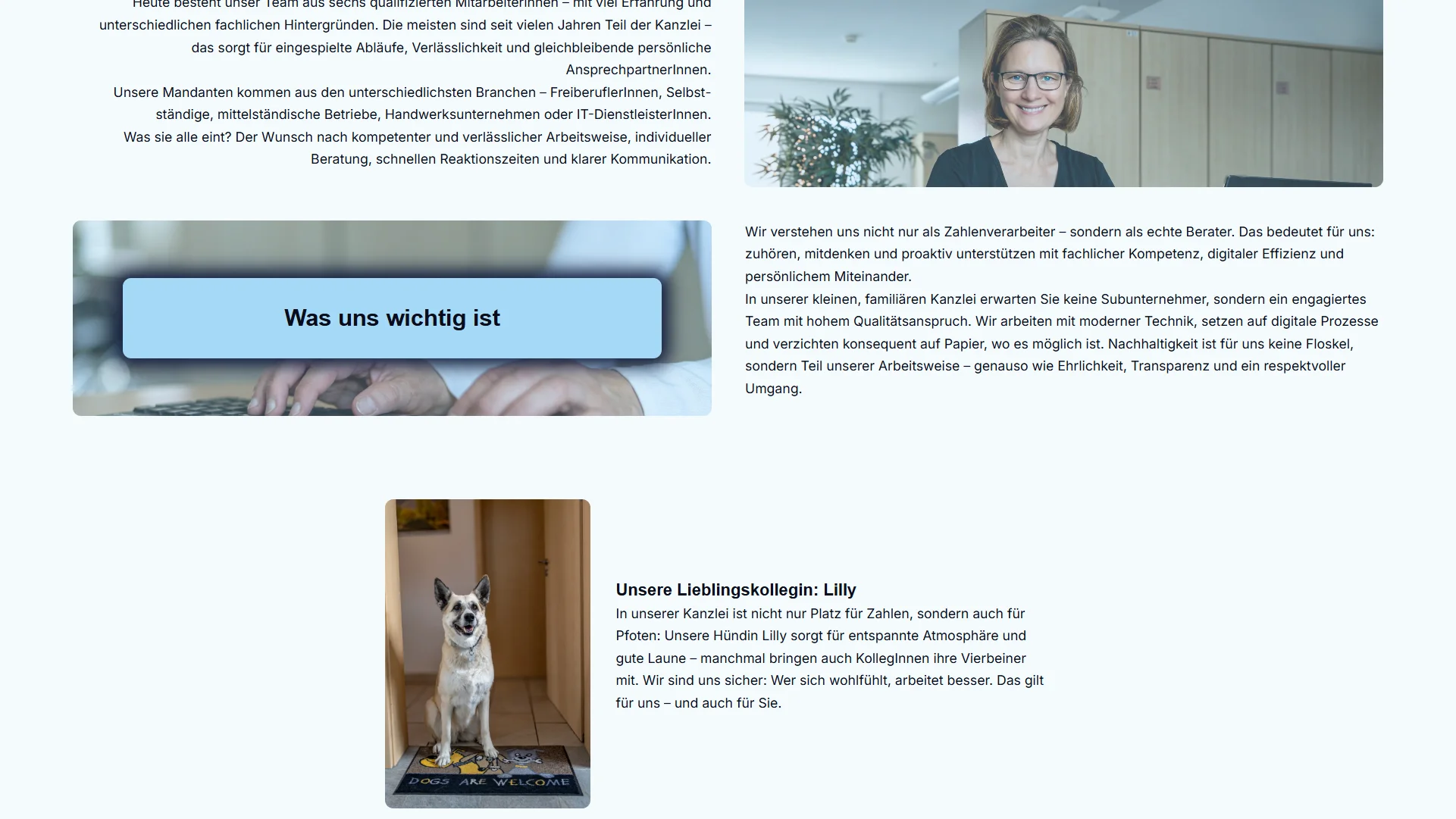 Darstellung zentraler Unternehmenswerte und persönlicher Betreuung in einer beratenden Dienstleistung