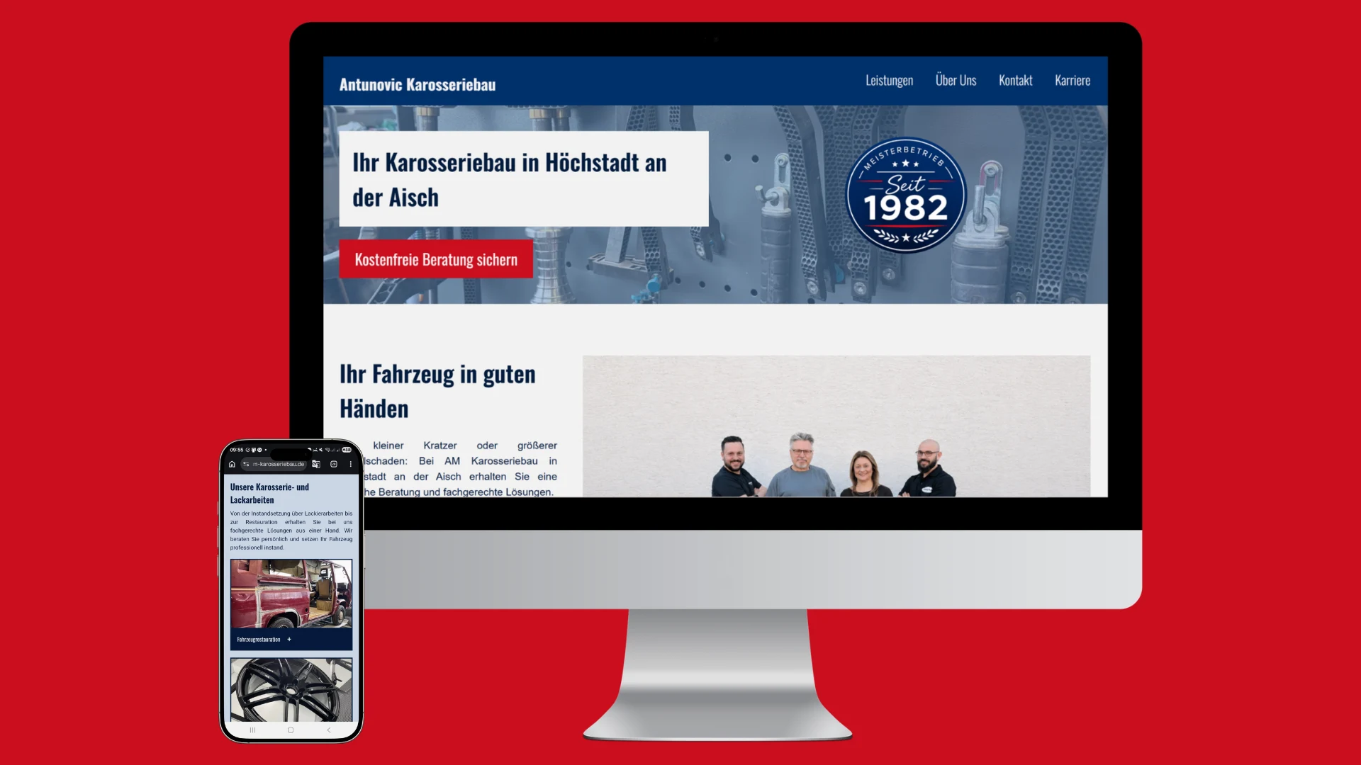 Moderne Website für familiengeführten Karosseriebetrieb Moderne Website für familiengeführten Karosseriebetrieb