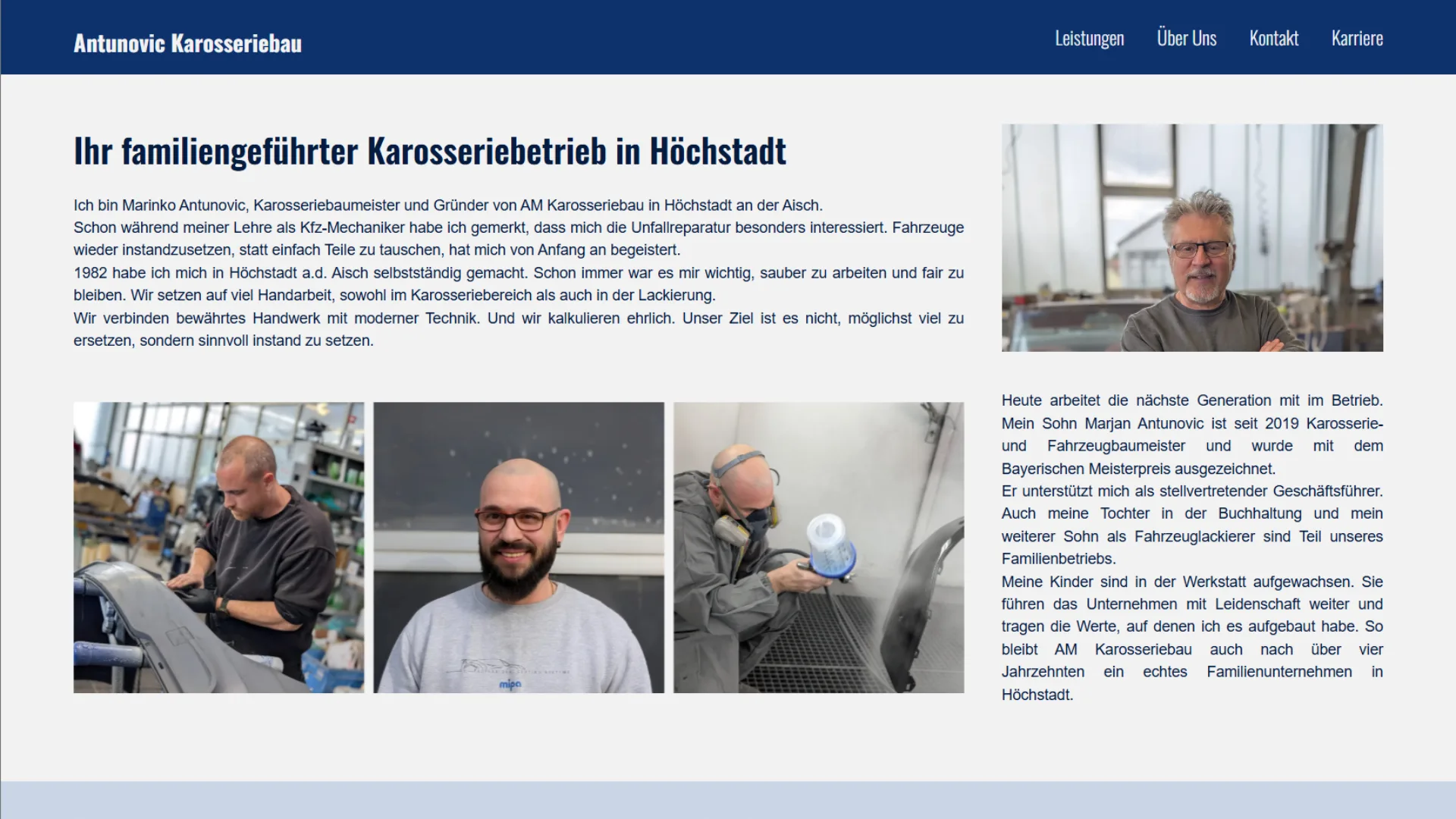 Familiengeführter Karosseriebetrieb mit Teamfoto in Höchstadt