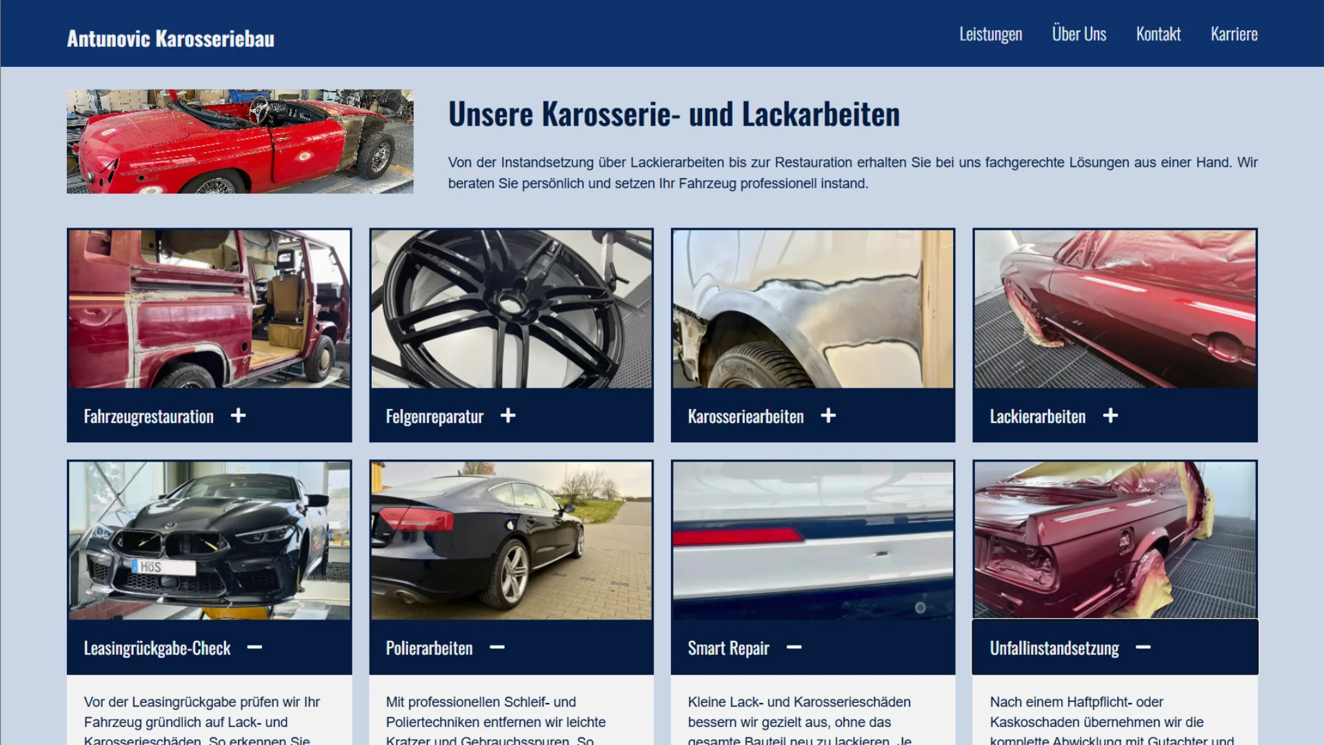 Leistungen von AM Karosseriebau mit Fahrzeugrestauration und Smart Repair