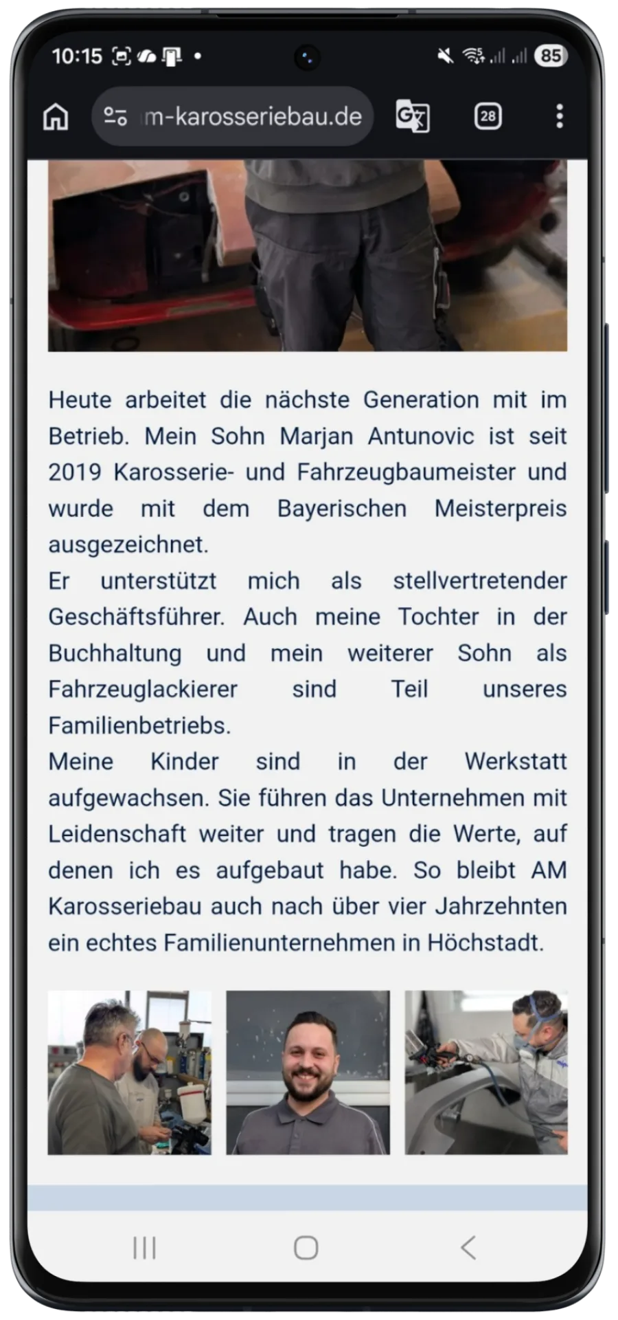 Familienbetrieb AM Karosseriebau mit Team und Werkstatt